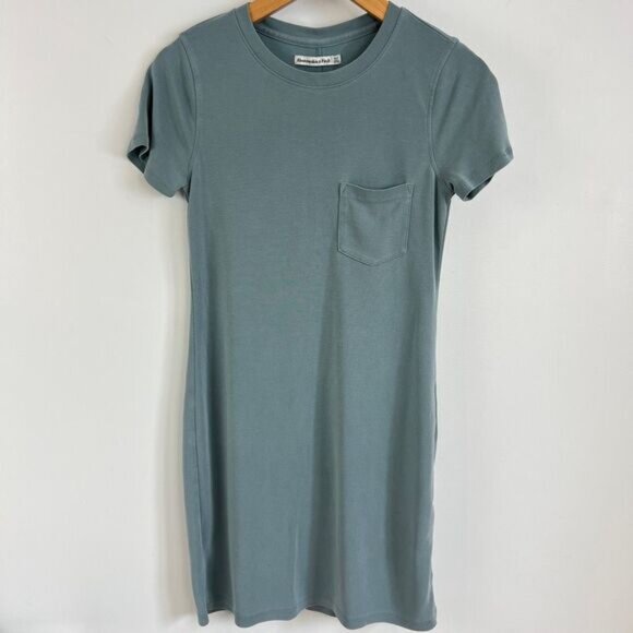 Abercrombie & Fitch Women's XST Tall Light Blue T-Shirt Dress Short Sleeve Knee - Picture 13 of 14